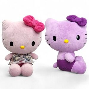 Lot of‎ 2 Hello Kitty Plush 10" Purple & Pink Color My Dress 2010 Sanrio READ